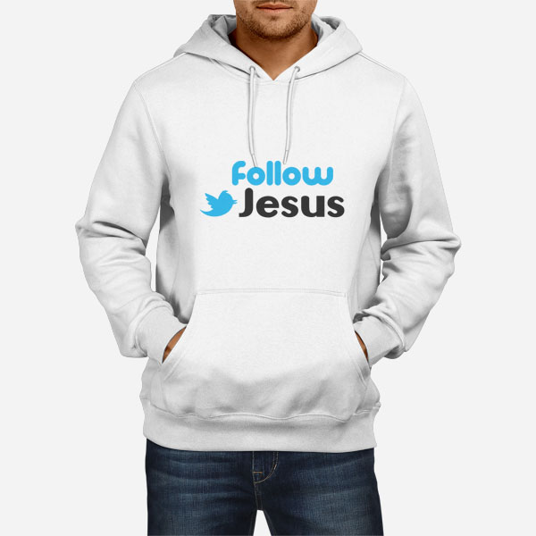 Moški pulover s kapuco Sledite jezusu