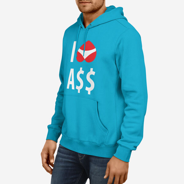 Moški pulover s kapuco I Love Ass
