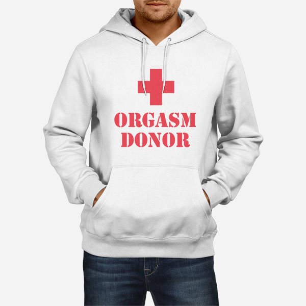 Moški pulover s kapuco Orgasm donor