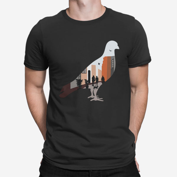 Črna moška kratka majica Mestni golob