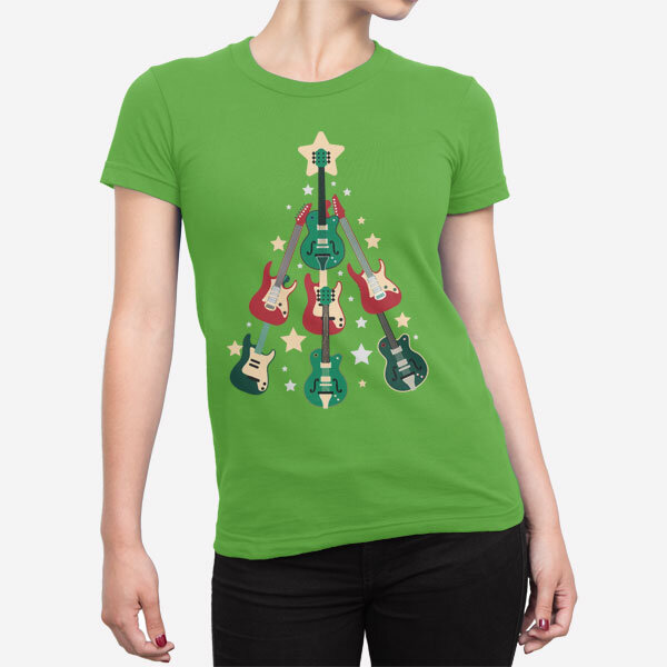 Zelena ženska majica Božične kitare
