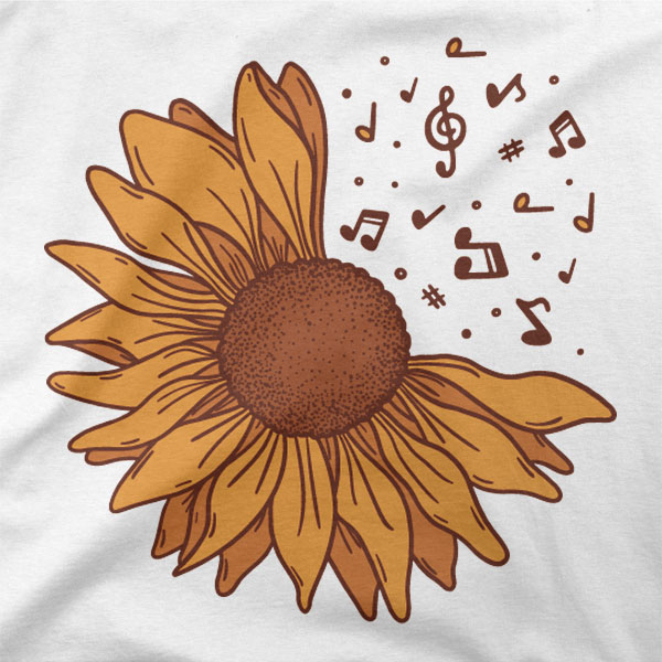 Motiv na majici Sončnična glasba