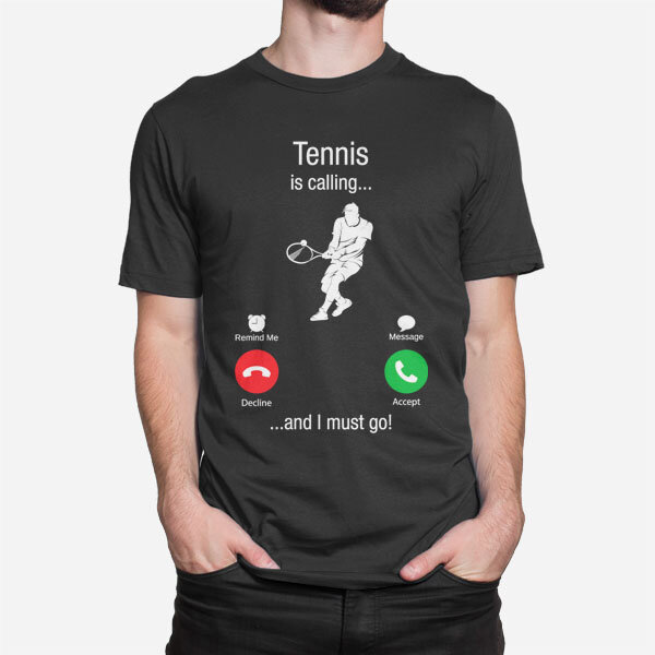 Črna moška majica Tenis kliče