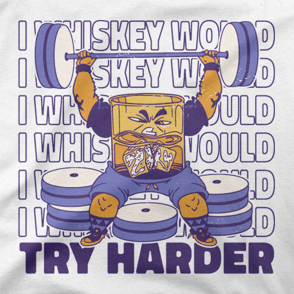 Majica Trening za jetra z motivom kozarca viskija z utežmi