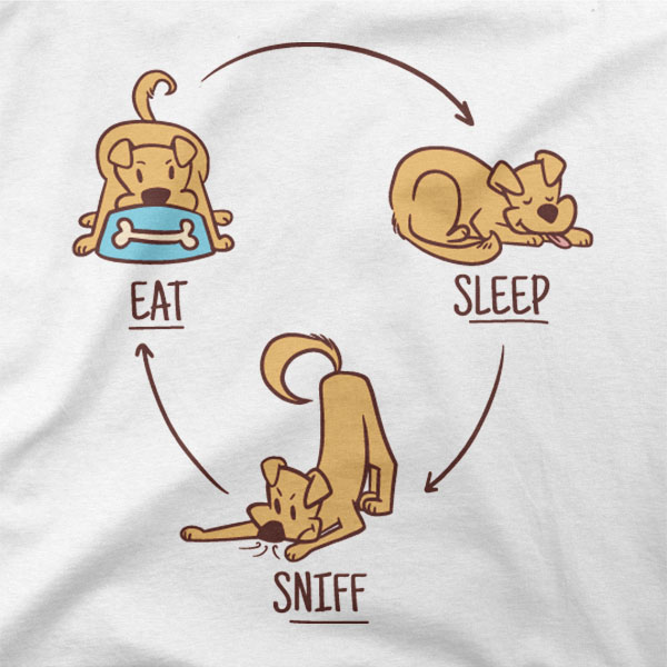 Majica Living the dream s pasjo ilustracijo Eat Sleep Sniff.